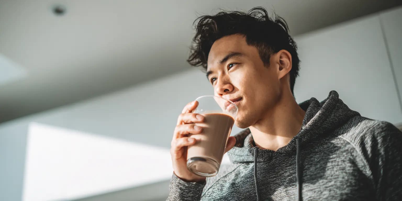 Person drinking a supplement shake